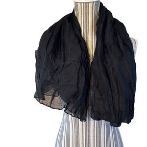 NWT Iris Scarf / Wrap Black Sheer Large Boho Versatile Linen-look Crunchy design